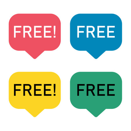 Set of Free web button sign, promotion design label icon, free business vector illustration.のイラスト素材