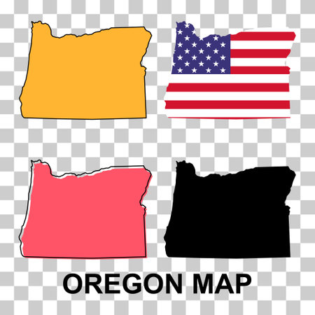 Set of Oregon maps, united states of america. Flat concept symbol vector illustration.のイラスト素材