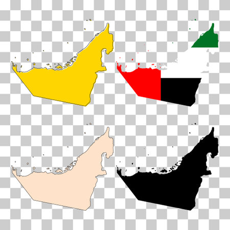 Set of United Arab Emirates map icon, geography blank concept, graphic background vector illustration.のイラスト素材
