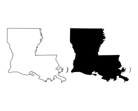 Set of Louisiana maps, united states of america. Flat concept icon vector illustration.のイラスト素材