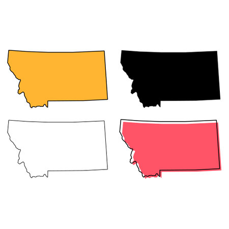 Set of Montana maps, united states of america. Flat concept icon symbol vector illustration.のイラスト素材