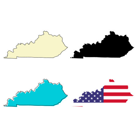 Set of Kentucky maps, united states of america. Flat concept icon vector illustration.のイラスト素材