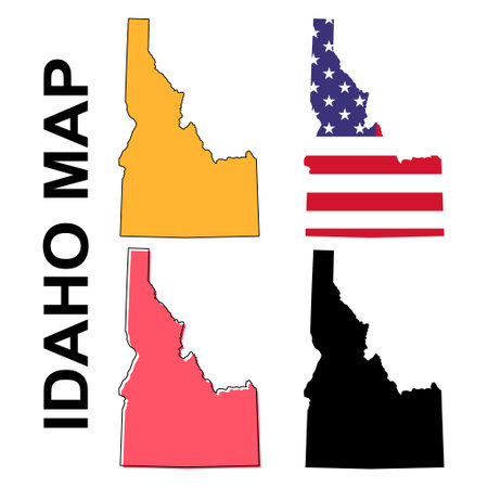 Set of Idaho maps, united states of america. Flat concept icon vector illustration.のイラスト素材
