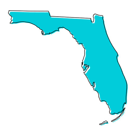 Florida map shape, united states of america. Flat concept icon symbol vector illustration.のイラスト素材