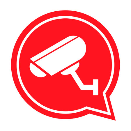 Closed circuit television camera icon, CCTV video protection alert, vector illustration.のイラスト素材