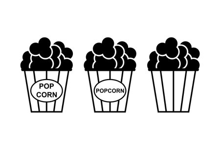 Set of Popcorn food design icon, web box snack flat vector illustration element.のイラスト素材