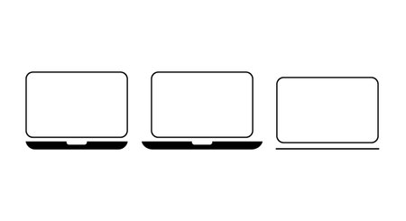 Set of laptop flat web icon, notebook computer technology symbol, blank display vector illustration.のイラスト素材