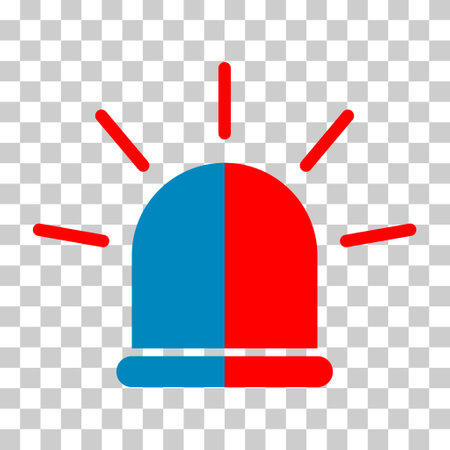 Siren fire alarm sign, signal danger light symbol, ambulance police alert vector illustration.のイラスト素材