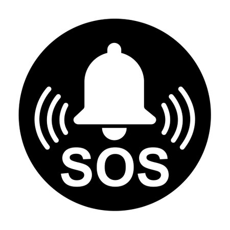 SOS help icon, safety support alert flat design, save vector illustration.