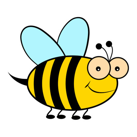 Cartoon bee icon, nature fly design sign, graphic art vector illustration.のイラスト素材