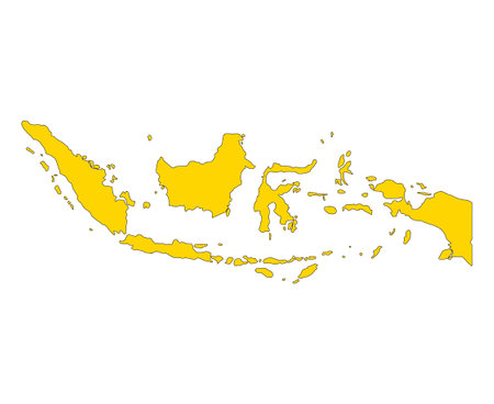 Indonesia detailed map shape, Flat web graphic concept icon symbol vector illustration.のイラスト素材