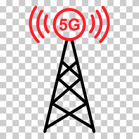 Signal tower icon, wireless technology network sign, antenna wave radio vector illustration.のイラスト素材