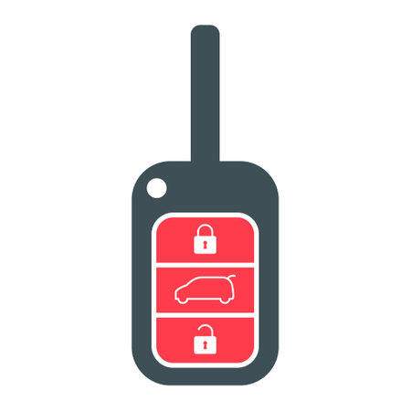 Car key icon, door system safety automobile web design, unlock button vector illustration.のイラスト素材
