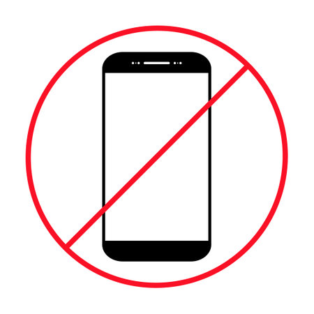 Mobile forbidden icon, no use phone sign, ban smartphone label vector illustration.のイラスト素材