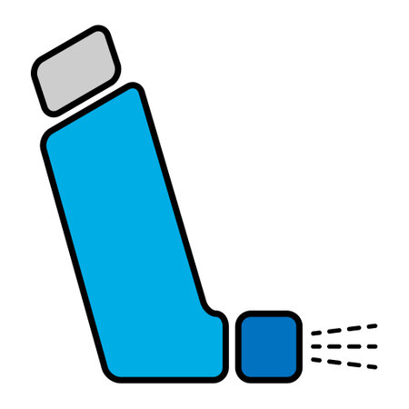 Asthma inhaler design icon, medicine health care sign, graphic vector illustration.のイラスト素材