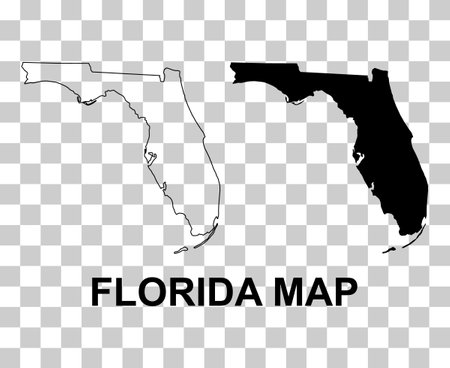 Set of Florida maps, united states of america. Flat concept icon vector illustration.のイラスト素材
