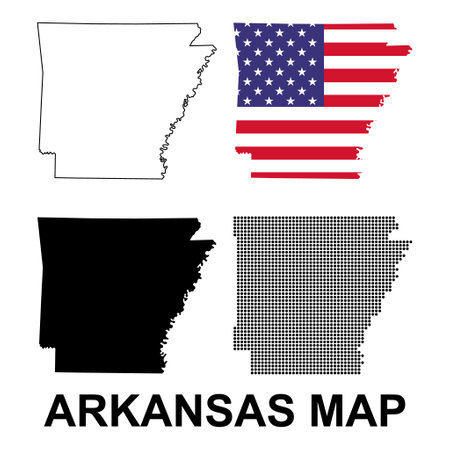 Set of Arkansas maps, united states of america. Flat concept icon symbol vector illustration.のイラスト素材