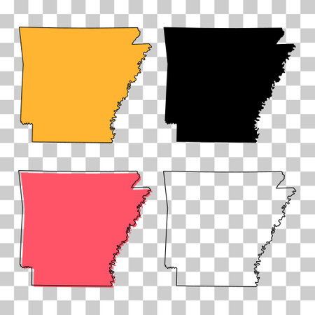 Set of Arkansas maps, united states of america. Flat concept icon symbol vector illustration.のイラスト素材