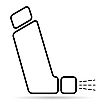 Asthma inhaler design shadow icon, medicine health care sign, graphic vector illustration.のイラスト素材