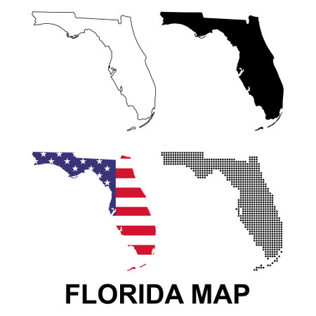 Set of Florida maps, united states of america. Flat concept icon vector illustration.のイラスト素材