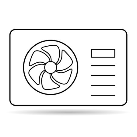 Heat pump air source shadow icon, cooling electric system machine, cool web vector illustration.のイラスト素材