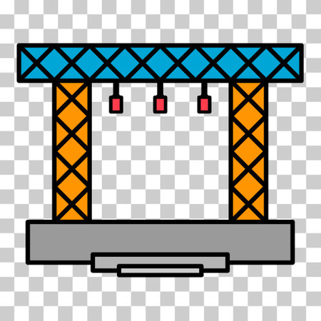 Stage scene constructions icon, web frame podium sign, show design vector illustration.のイラスト素材