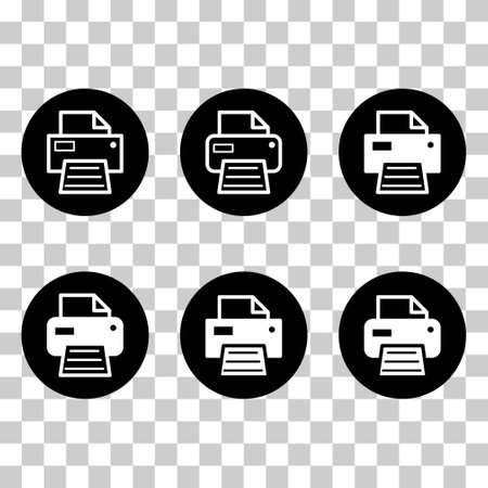 Set of Printer document web icon, printout machine technology flat sign vector illustration.のイラスト素材
