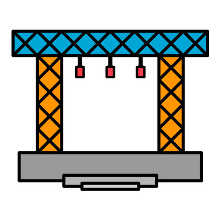 Stage scene constructions icon, web frame podium sign, show design vector illustration.のイラスト素材