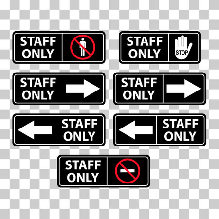 Set of Only staff icon, danger zone symbol, safety entry person sign vector illustration.のイラスト素材