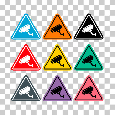 Set of closed circuit television camera icon, CCTV video protection, vector illustration.のイラスト素材