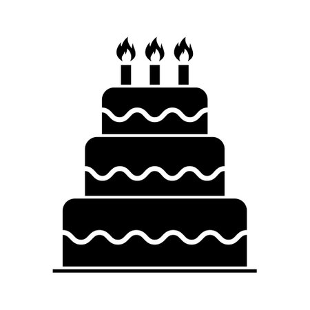 Sweet cake icon, bakery dessert food symbol, happy birthday day graphic vector illustration.のイラスト素材