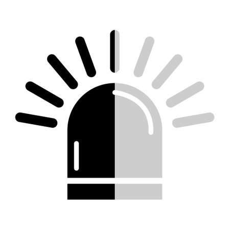 Siren fire alarm sign, signal danger light symbol, ambulance police alert vector illustration.のイラスト素材