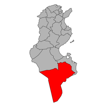 Tataouine of Tunisia Governorates map shape, travel web flat icon vector illustration.のイラスト素材