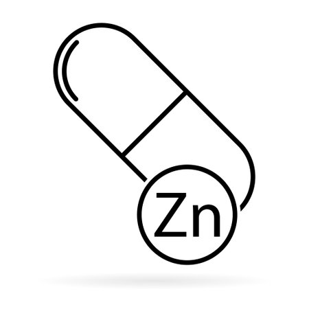 Mineral Zn icon shadow, healthy medicine pill supplement symbol, complex vitamin vector illustration.のイラスト素材