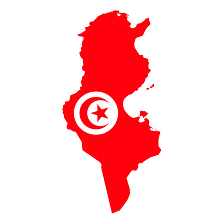 Tunisia map symbol shape, travel web flat concept icon vector illustration.のイラスト素材