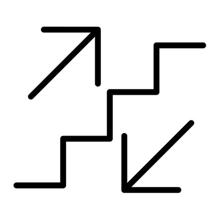 Stairs up and down arrow graph sign icon. Flat web walk step design vector illustration.のイラスト素材