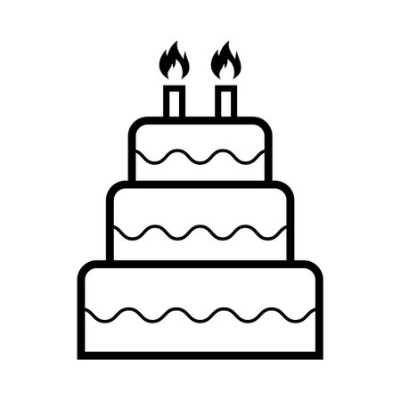 Sweet cake icon, bakery dessert food symbol, happy birthday day graphic vector illustration.のイラスト素材
