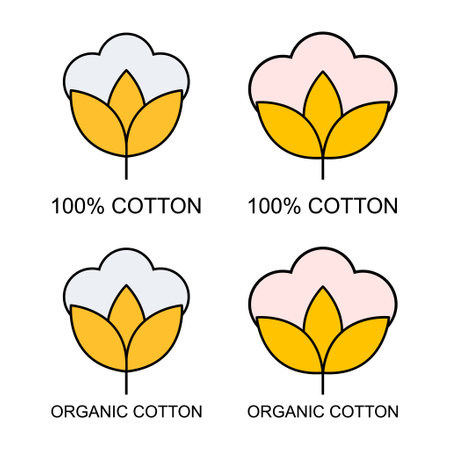 Set of Cotton organic icon, clothing symbol natural symbol, web graphic vector illustration.のイラスト素材