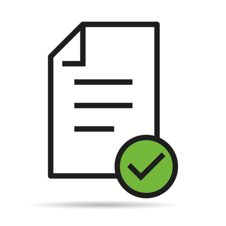 In compliance icon shadow sign, company passed inspection symbol, complete checkmark vector.のイラスト素材