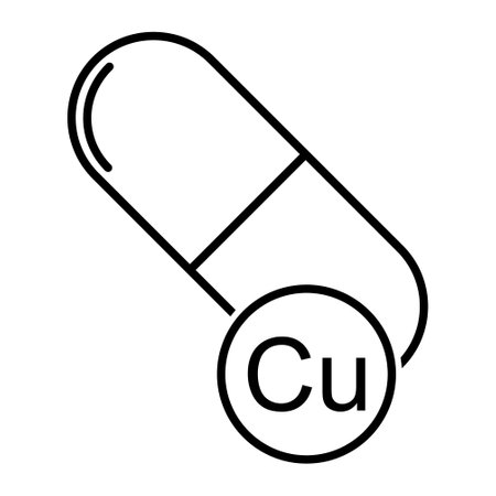 Mineral Cu icon, healthy medicine pill supplement symbol, complex vitamin vector illustration.のイラスト素材
