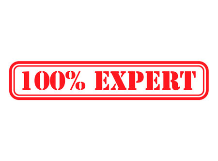 Expert 100% stamp symbol, label sticker sign button, text banner vector illustration.のイラスト素材