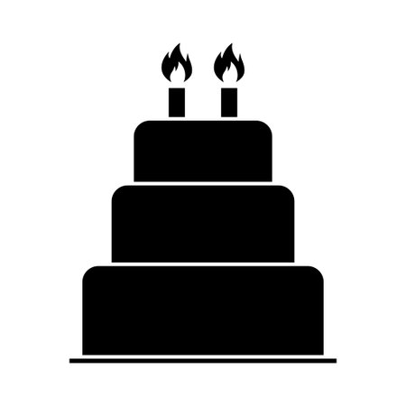 Sweet cake icon, bakery dessert food symbol, happy birthday day graphic vector illustration.