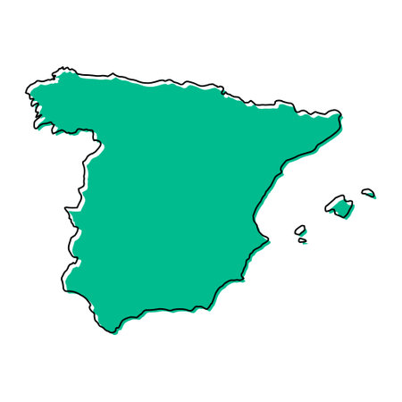 Spain map symbol shape, travel web flat concept icon vector illustration.のイラスト素材