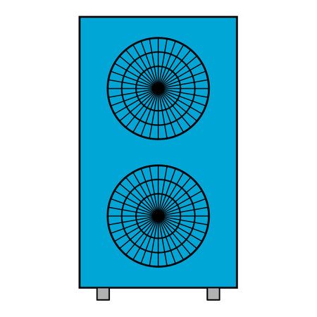 Heat pump air source icon, cooling electric system machine, cool web vector illustration.のイラスト素材