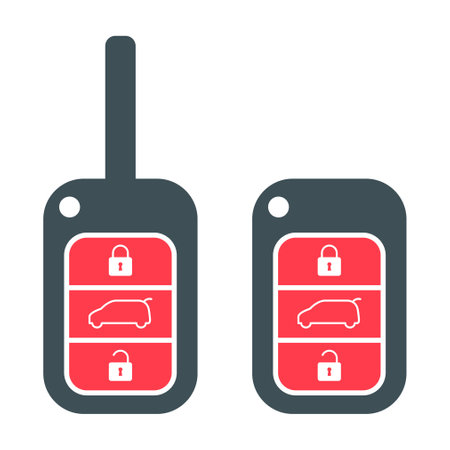 Set of Car key icon, door system safety automobile web design, unlock button vector illustration.のイラスト素材