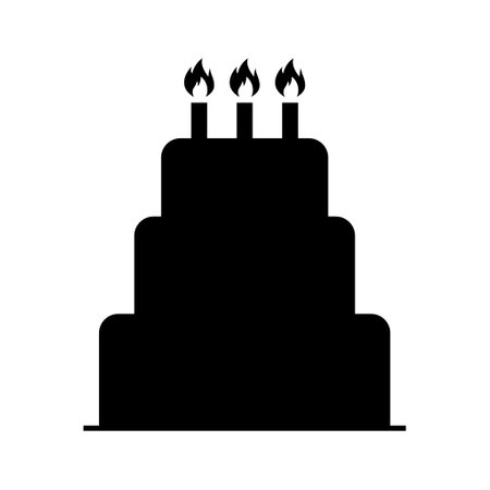 Sweet cake icon, bakery dessert food symbol, happy birthday day graphic vector illustration.