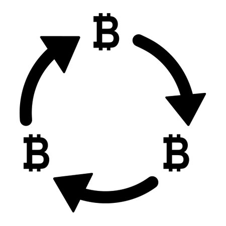 Bitcoin money change icon, trade cash information web symbol, convert sign vector illustration.のイラスト素材