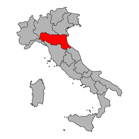 Italy map of Emilia Romagna symbol shape, travel web flat concept icon web vector illustration.のイラスト素材