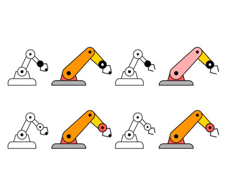 Set of Mechanical robot arm machine icon, technology hydraulic robotic hand, vector illustration.のイラスト素材