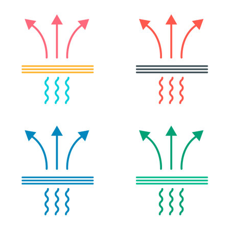 Set of Breathable resistant icon, waterproof material protection sign, web vector illustration.のイラスト素材